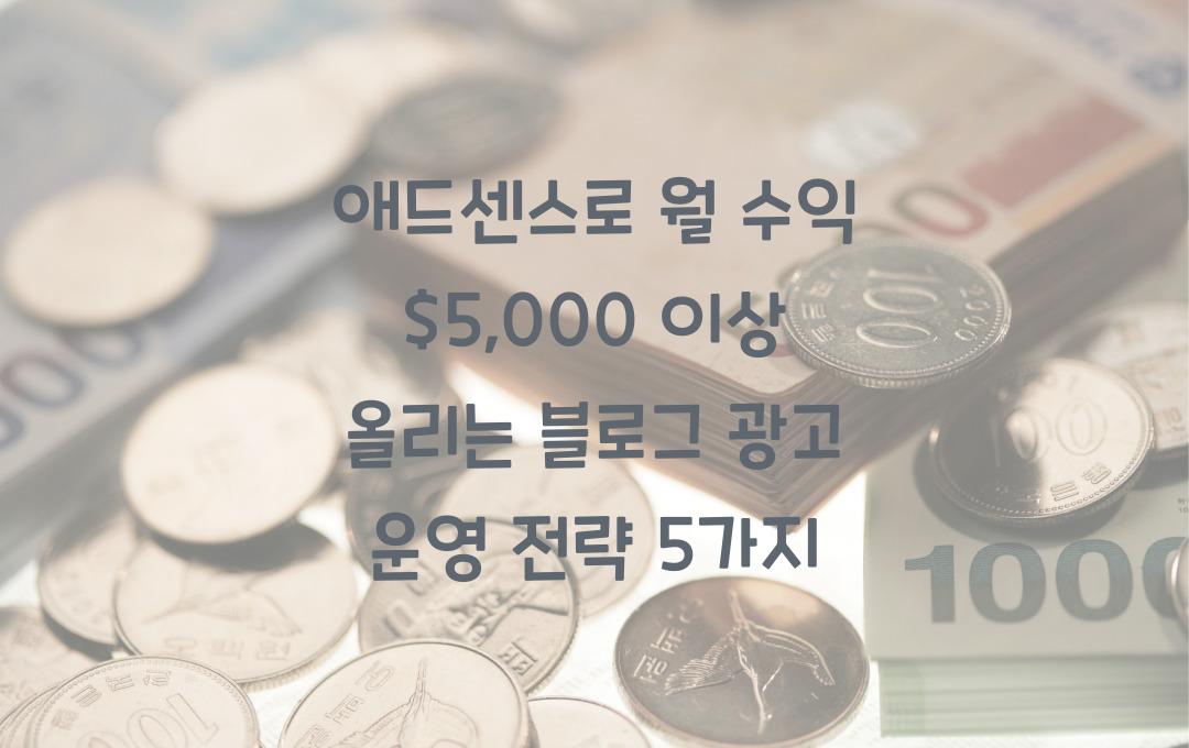 애드센스로 월 수익 $5,000 이상 올리는 블로그의 광고 운영 전략