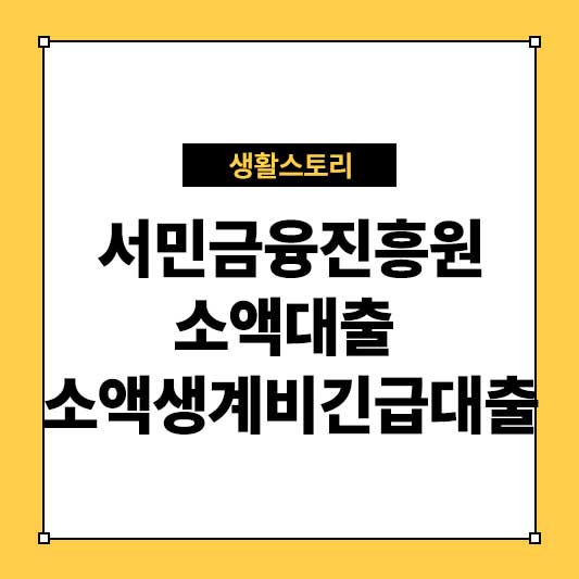 서민금융진흥원의 소액대출 소액생계비긴급대출 신청 방법 및 조건