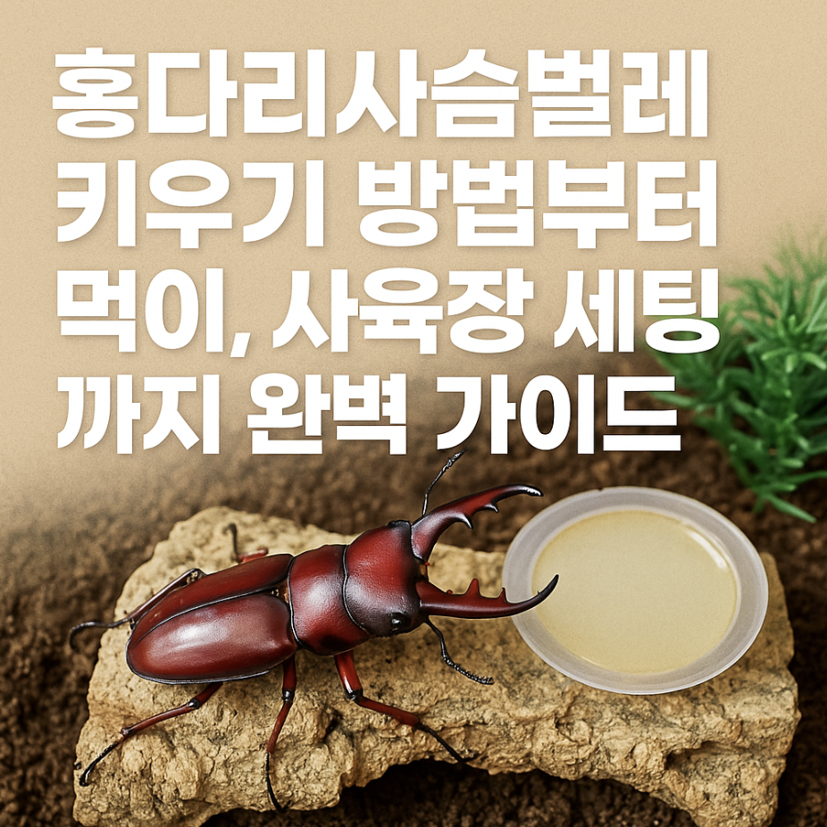 홍다리사슴벌레 키우기 방법부터 먹이, 사육장 세팅까지 완벽 가이드