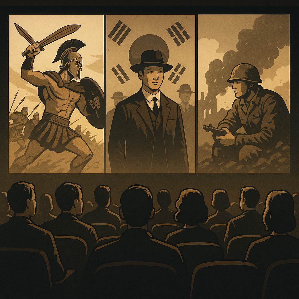 역사 영화의 교훈을 상징하는 일러스트
