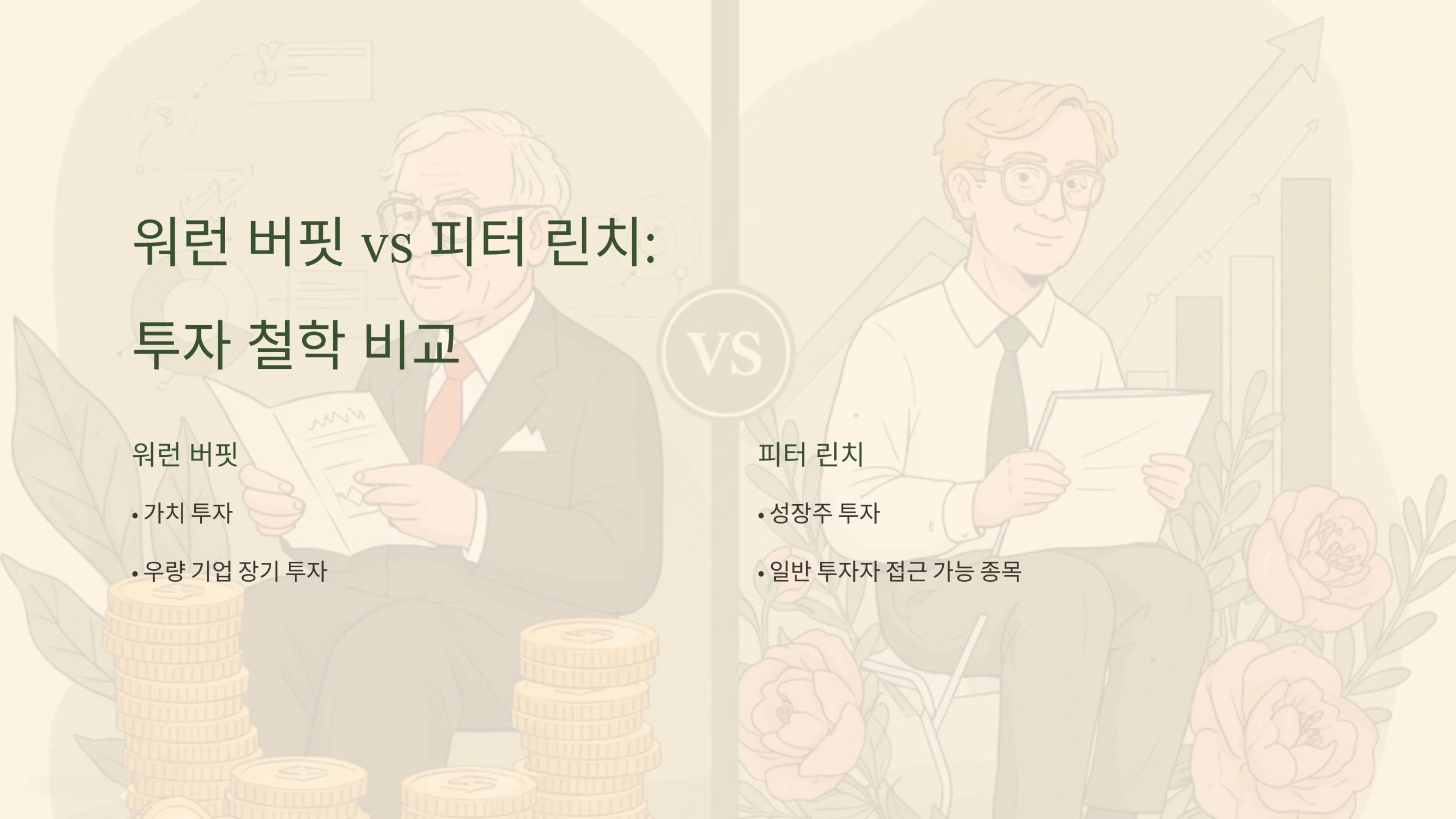 워런 버핏 vs 피터 린치, 투자 철학과 추천 도서 비교