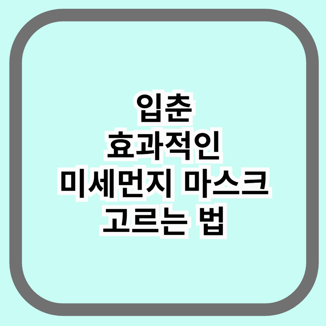 입춘 효과적인 미세먼지 마스크 고르는 법