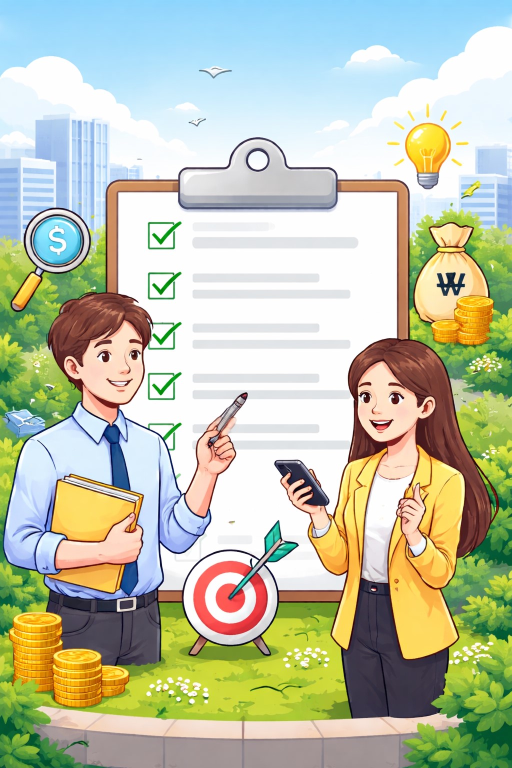 청년 고용 지원금 신청 방법을 표현한 체크리스트