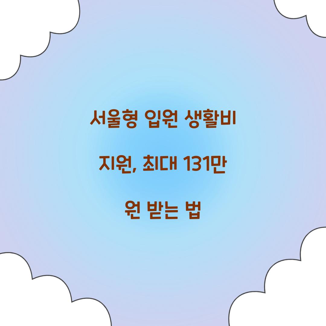 서울형 입원 생활비 지원