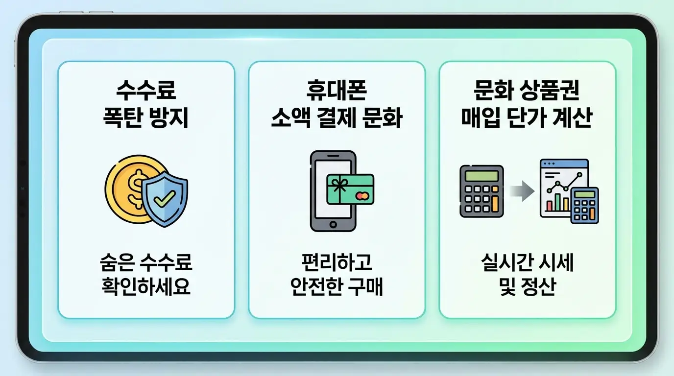 수수료 폭탄 방지 및 휴대폰 소액 결제 문화 상품권 매입 단가 계산