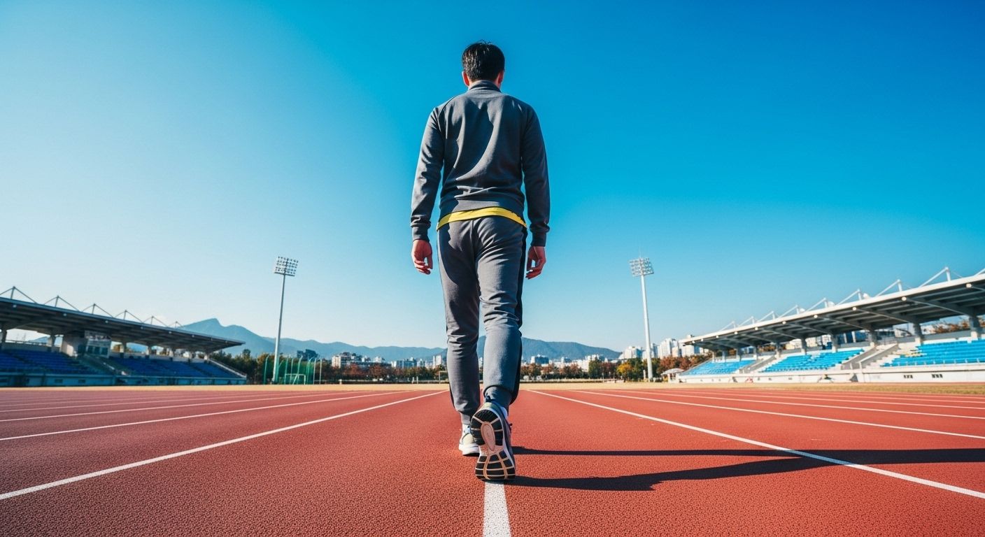 여름 다이어트 트랙 운동 중