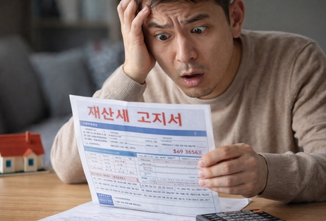 재산세 고지서 보고 놀라는 모습