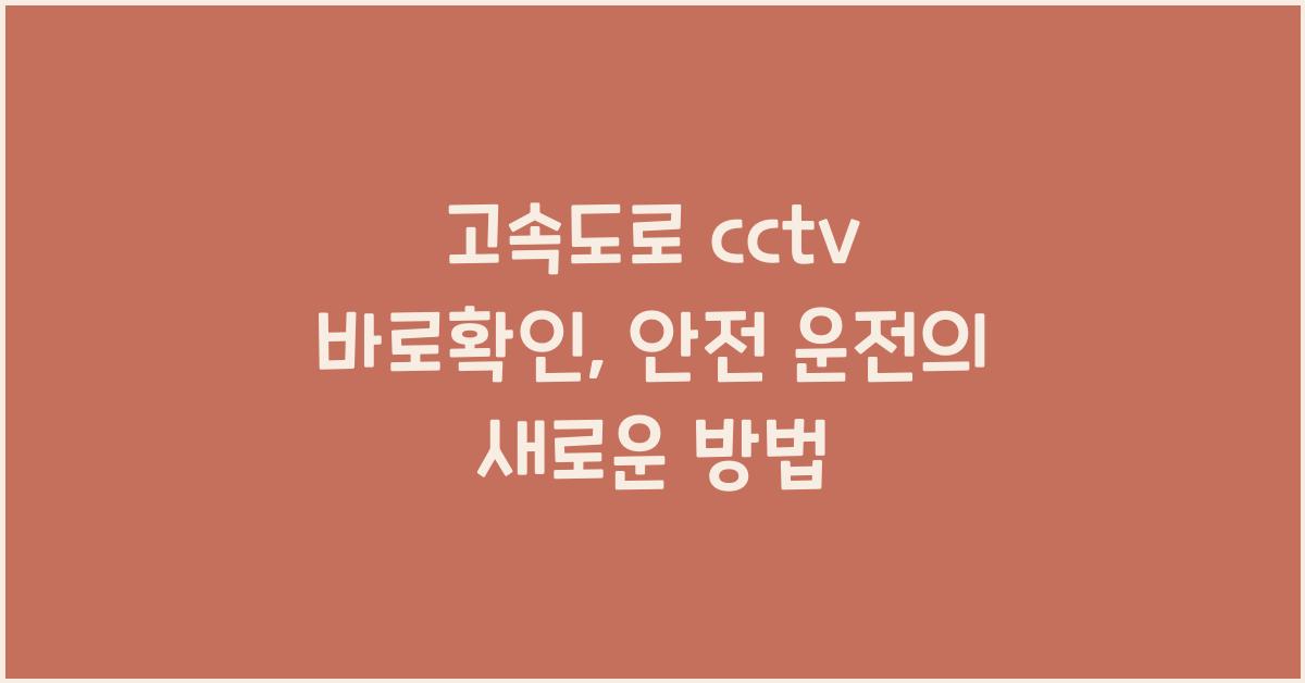 고속도로 cctv 바로확인