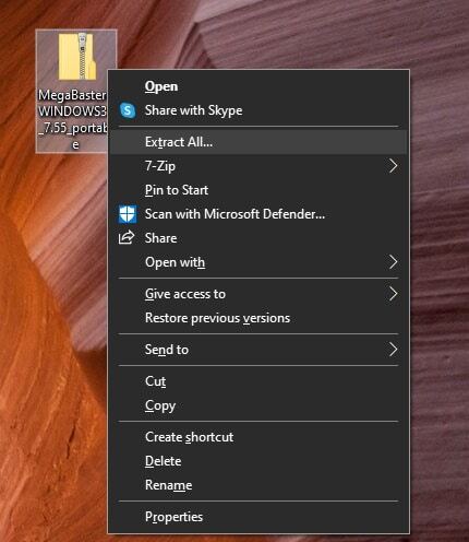 메가바스터드 압축 풀기