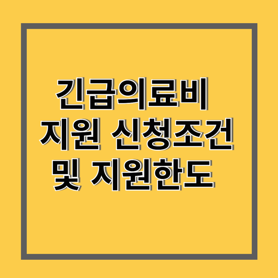 긴급의료비 지원 신청조건 및 지원한도