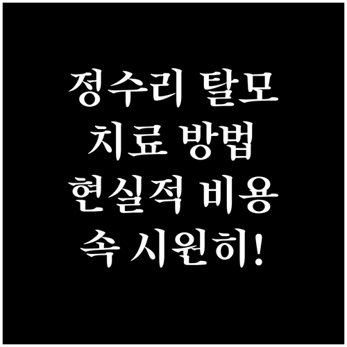 정수리 탈모 치료: 효과적인 방법과 ..