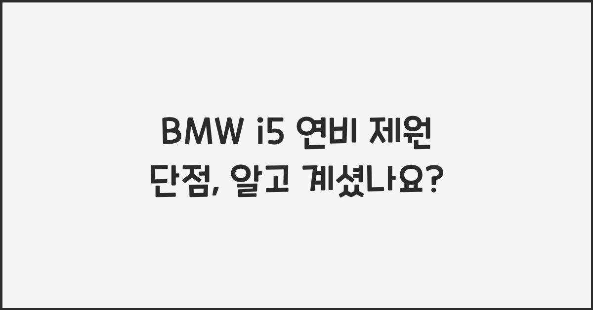 BMW i5 연비 제원 단점