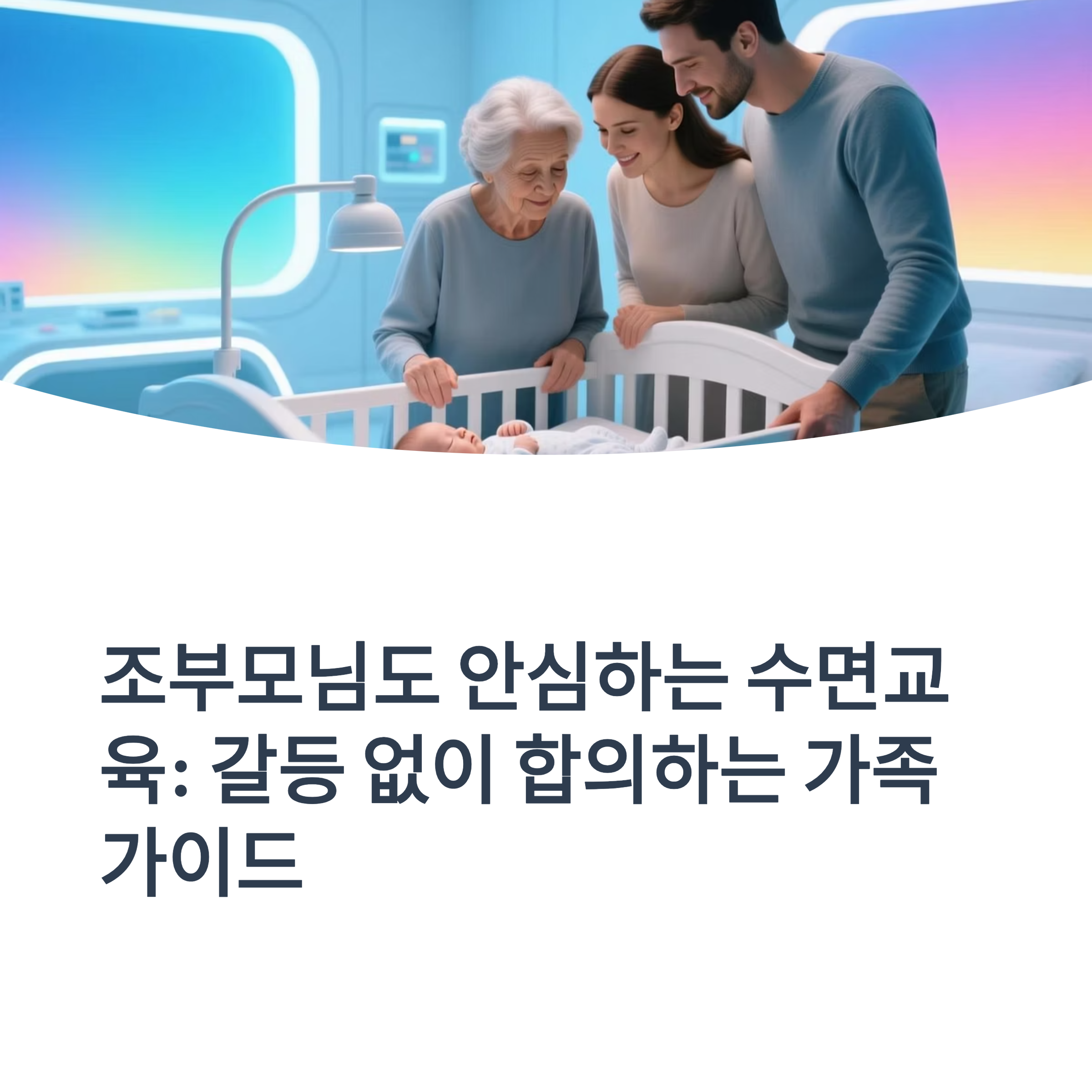 조부모님도 안심하는 수면교육, 가족이 함께 합의하는 가이드 인포그래픽 이미지