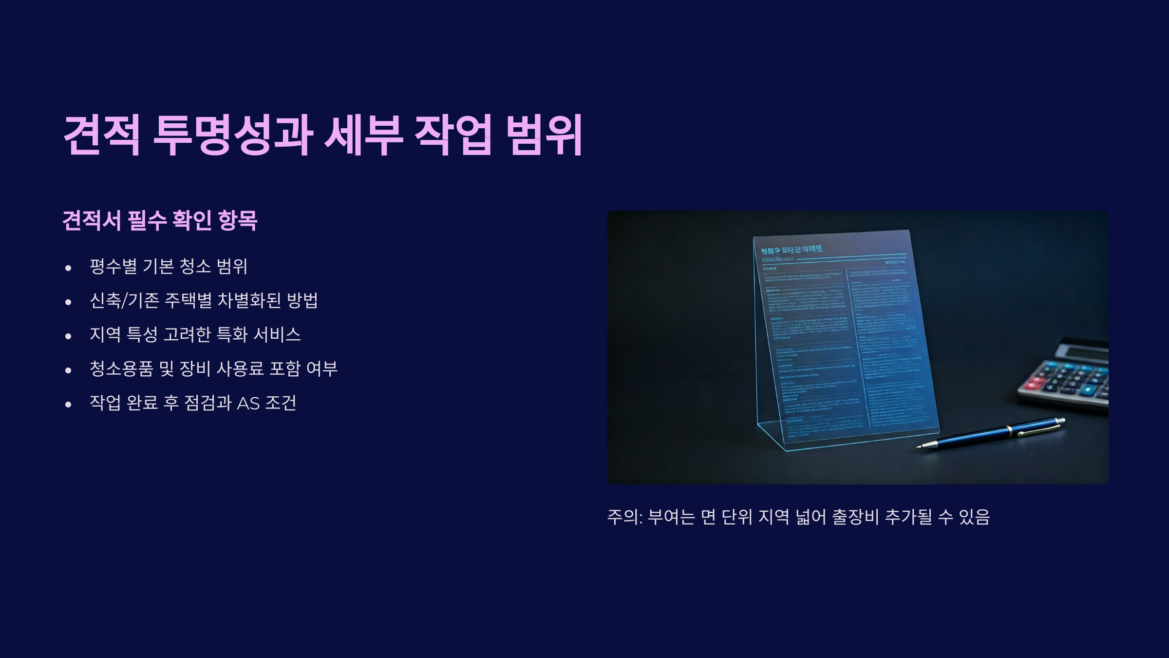 부여 입주청소 업체 선택 견적서 확인