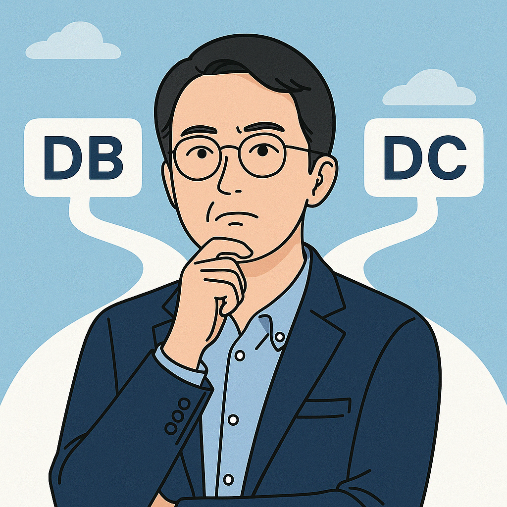 DB형과 DC형 퇴직연금 중 어떤 걸 선택할지 고민하는 미백남