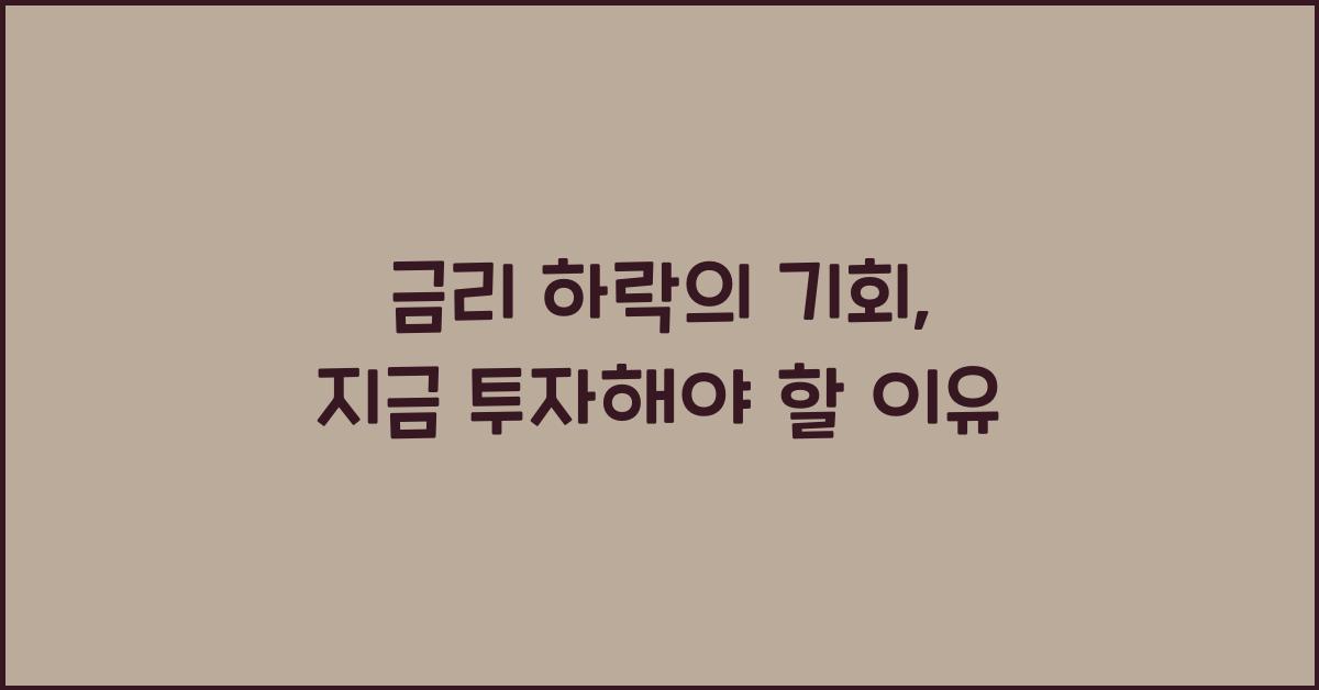 금리 하락의 기회