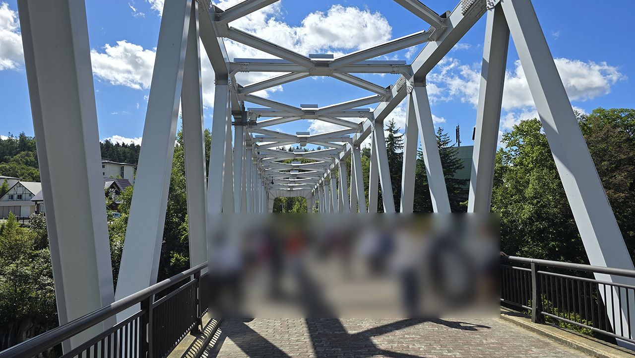 흰수염폭포 다리 인파