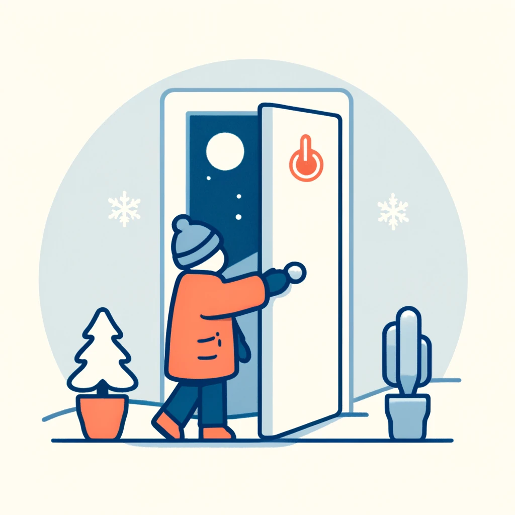 사용하지 않는 방의 문을 닫아 열 손실을 방지하는 모습