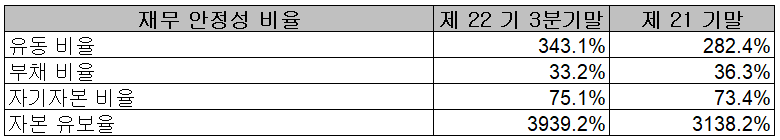 GST - 재무 안정성 비율