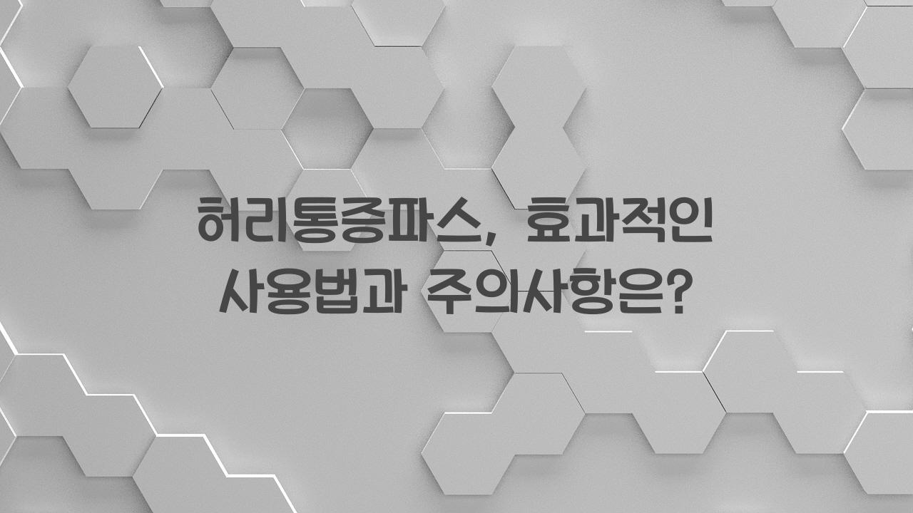 허리통증파스