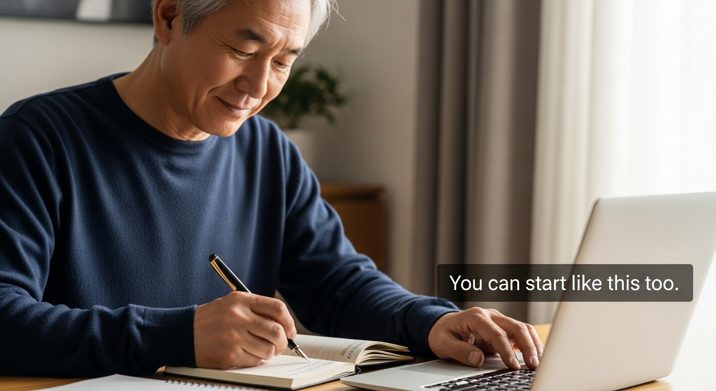 실전 집필 과제를 수행하는 장면