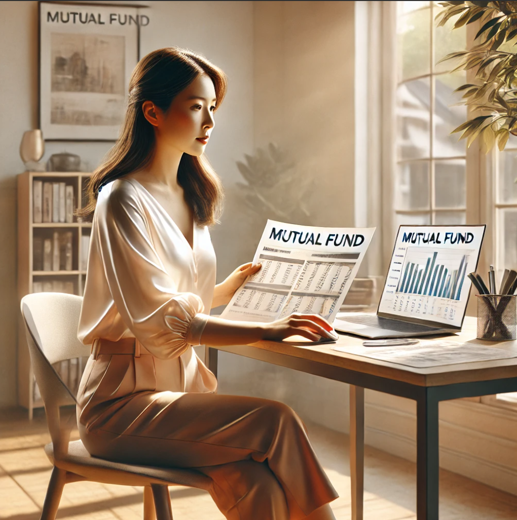 공모펀드 분석하는 30대 미혼 여성 이미지