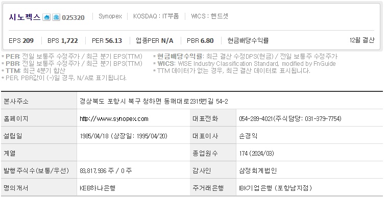 시노펙스 기업개요