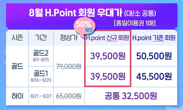 캐리비안베이 h포인트 할인