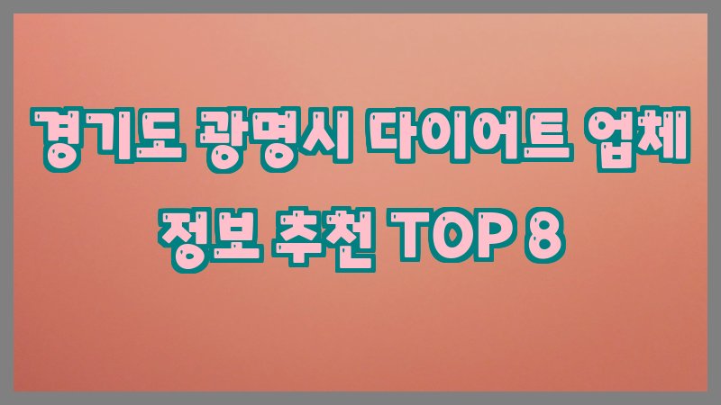 경기도 광명시 다이어트