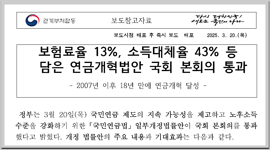 국민연금 개혁안 내용 적용시기