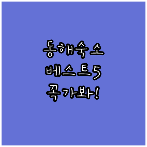 동해 여행 숙소 베스트 5 위치와 장..