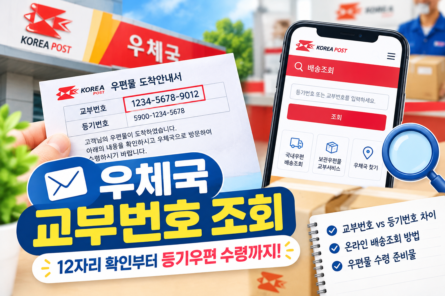 우체국 교부번호 조회 방법｜12자리 확인부터 등기우편 수령까지