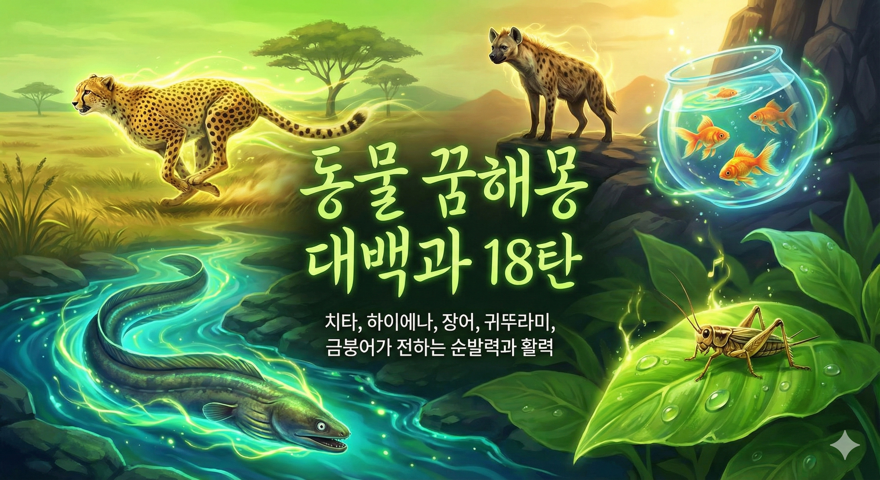 동물 꿈해몽 대백과 18탄_치타, 하이에나, 장어, 귀뚜라미, 금붕어