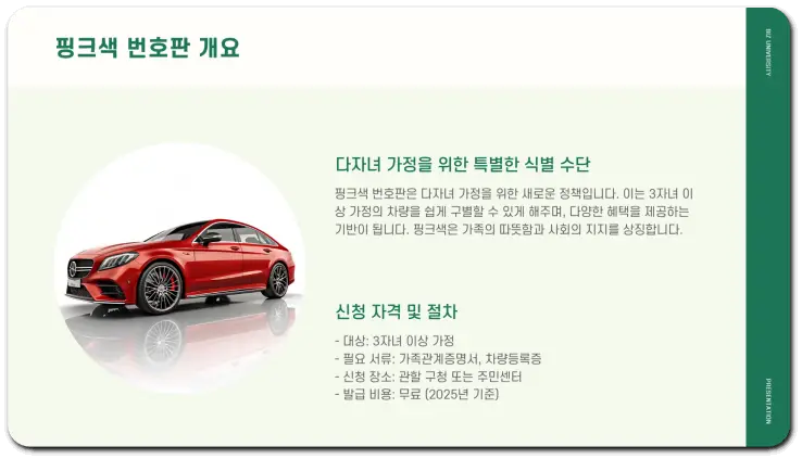 핑크색 번호판 다자녀 