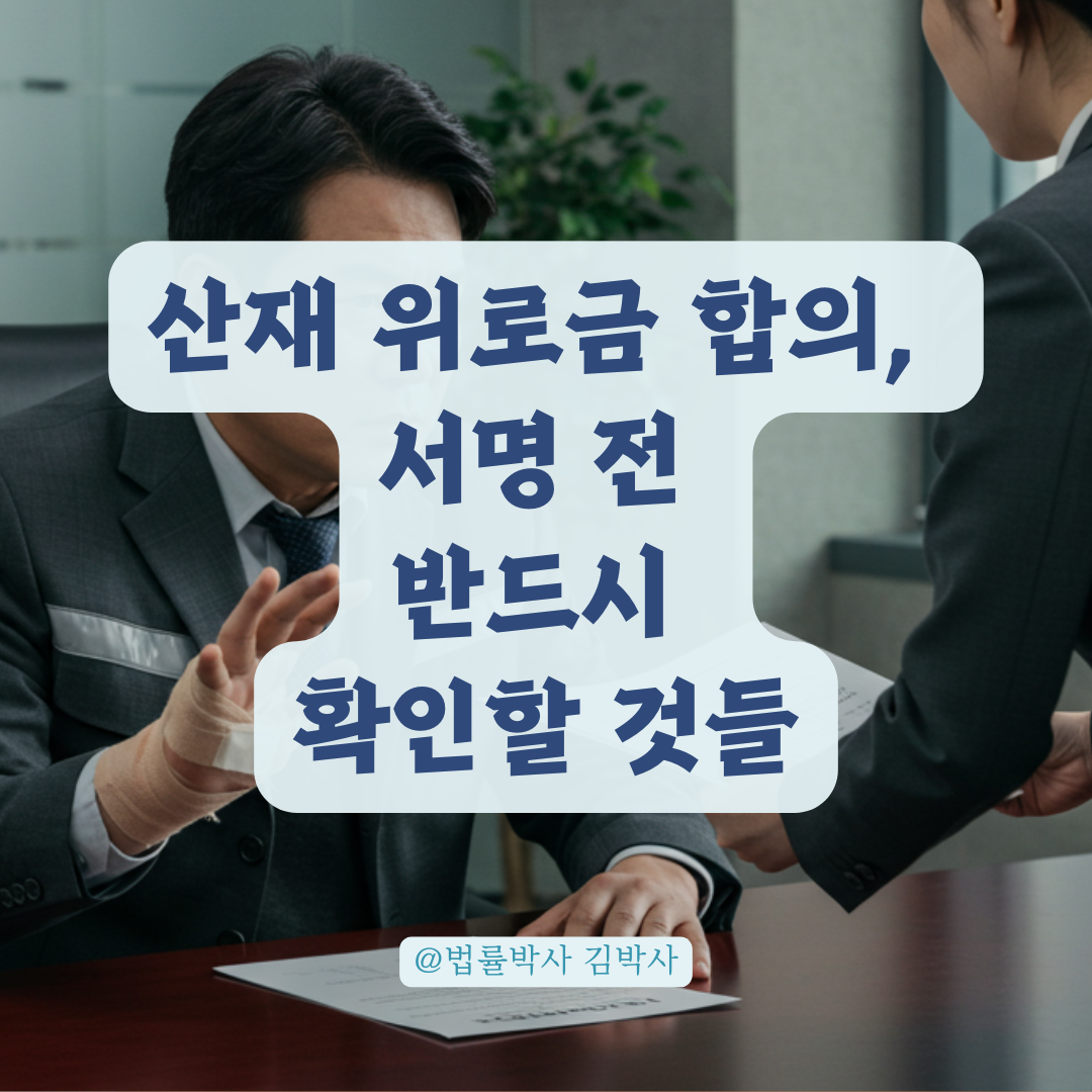 산재 사고 후 회사가 위로금 주겠다며 합의서 내밀 때, 서명 전 반드시 확인할 것들.