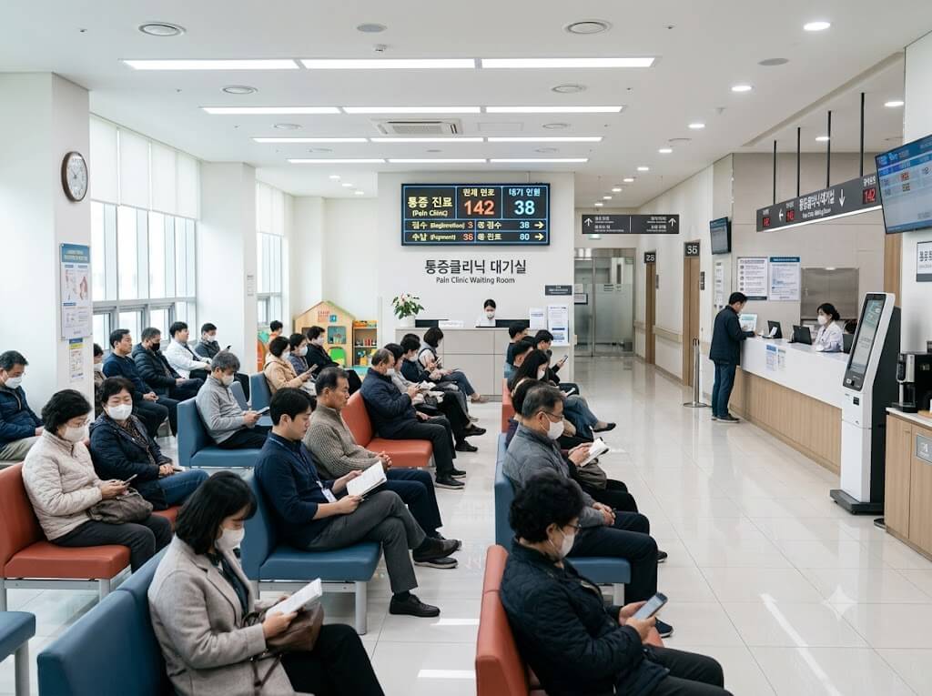 통증클리닉에서 대기중인 환자들의 모습