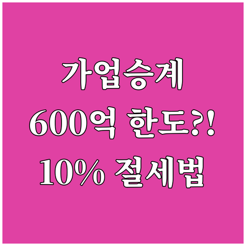 2024년 확대된 가업승계 특례 60..