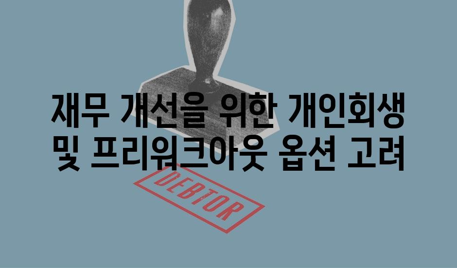재무 개선을 위한 개인회생 및 프리워크아웃 옵션 고려