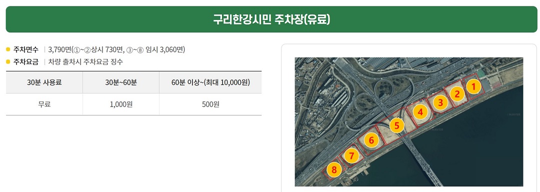 2025 구리 한강시민공원 유채꽃 축제 주차장