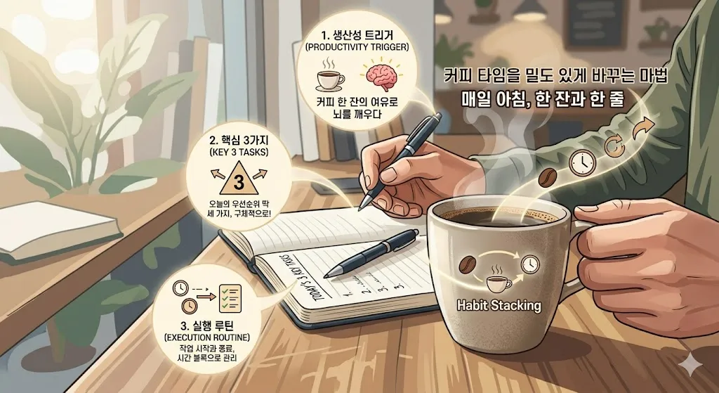 커피로 하루 계획 세우기 (생산성 트리거, 핵심 3가지, 실행 루틴)