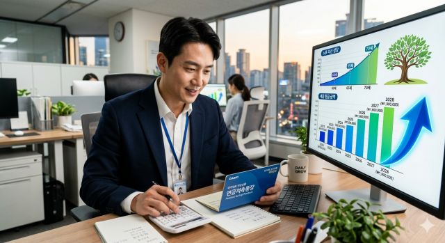연금저축 세액공제와 장기 투자 효과를 표현한 금융 자산 관리 이미지