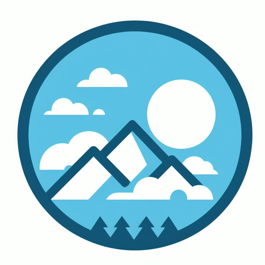 산과 구름 하늘색으로 로고