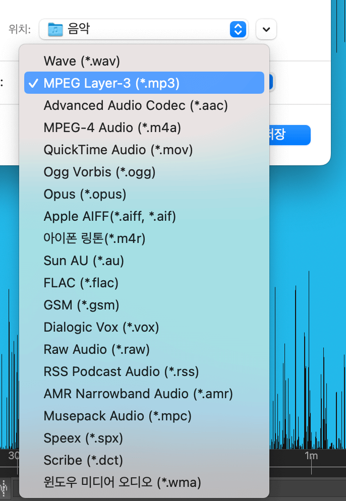 웨이브패드 저장형식