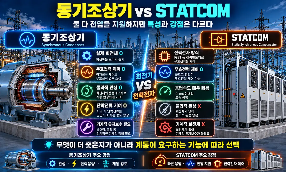 동기조상기와 STATCOM의 주요 기능과 특성 비교