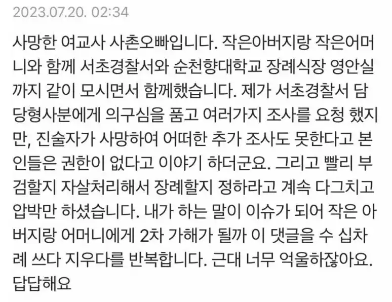 사촌오빠 댓글