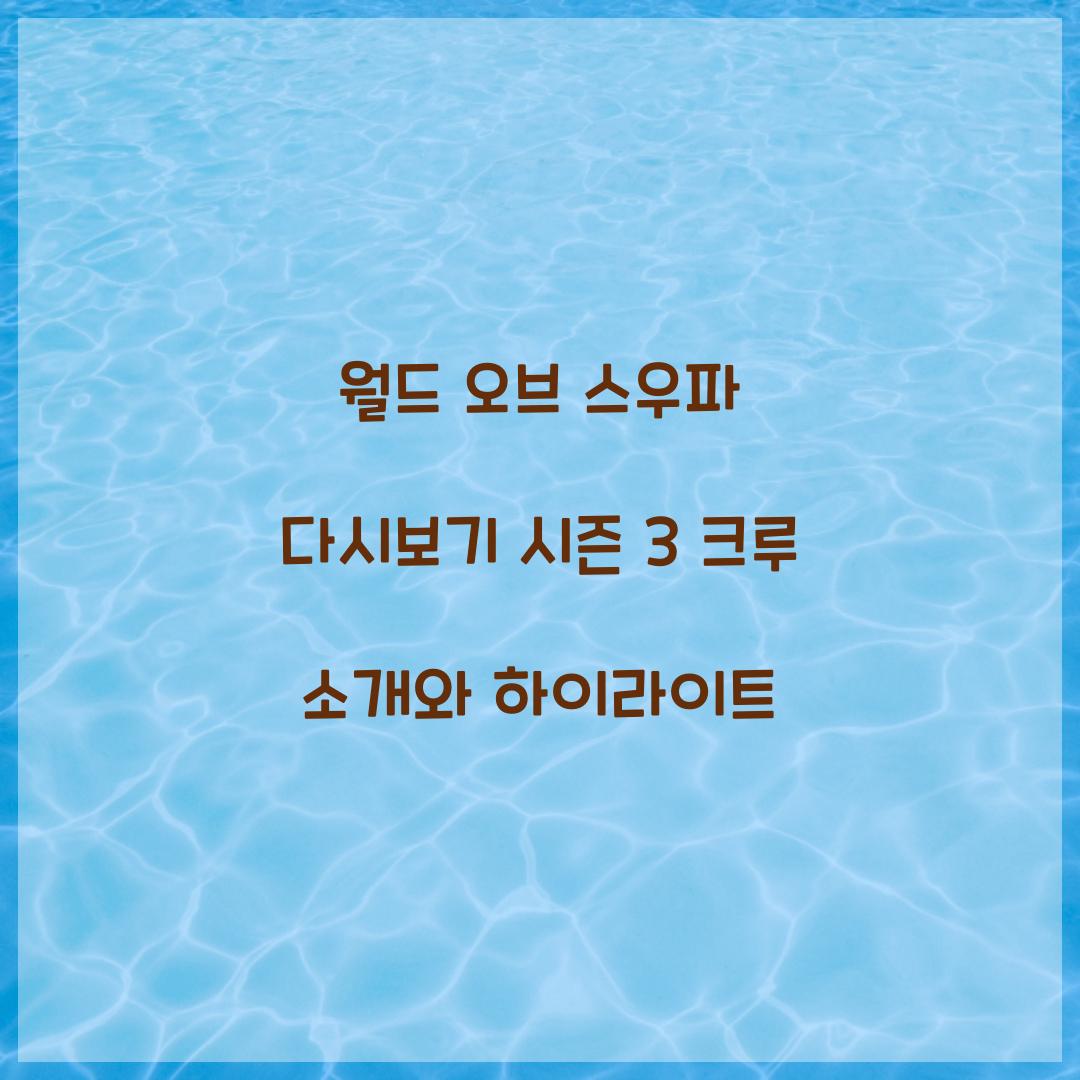 월드 오브 스우파 다시보기