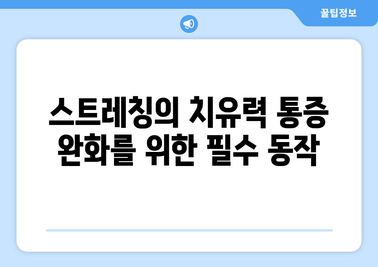 스트레칭의 치유력 통증 완화를 위한 필수 동작