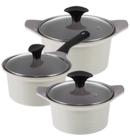 코멧 키친 세라믹 냄비 3종 세트&#44; 베이지&#44; 양수 냄비 16cm + 편수 냄비 18cm + 양수 냄비 20cm