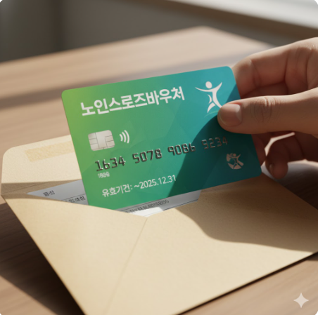 우편으로 배송된 스포츠 바우처 카드 실물 이미지