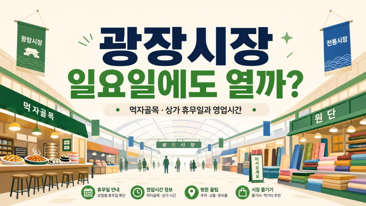 광장시장 일요일 영업 여부와 휴무일 정보